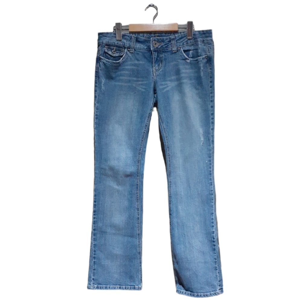 Guess Y2K Women's Doheny Jeans Medium Blue Wash Distressed Bootcut Size 29